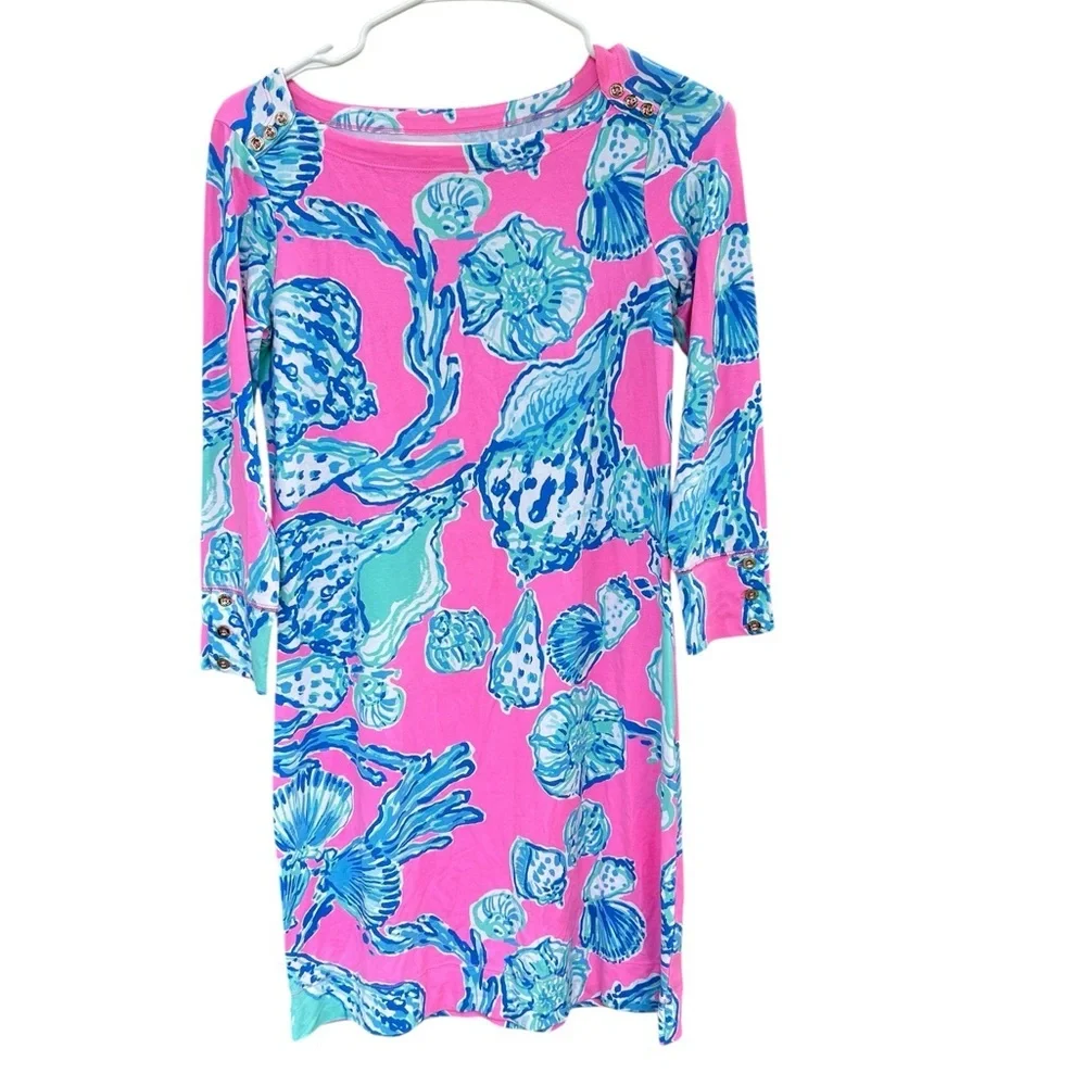 Lilly Pulitzer Long Sleeve Sophie Dress - Size XS - Pink Sea Shells - Picture 4 of 14